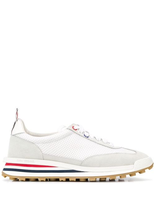 White/light grey suede sneaker THOM BROWNE | FFD054A06552100